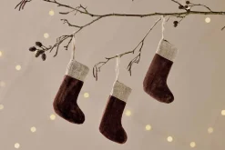 Karru Cotton Velvet Mini Stocking - Rich Mocha - (Set of 3)