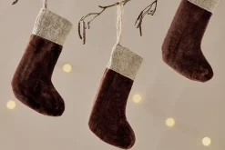 Karru Cotton Velvet Mini Stocking - Rich Mocha - (Set of 3)