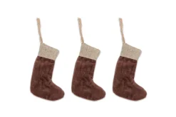 Karru Cotton Velvet Mini Stocking - Rich Mocha - (Set of 3)