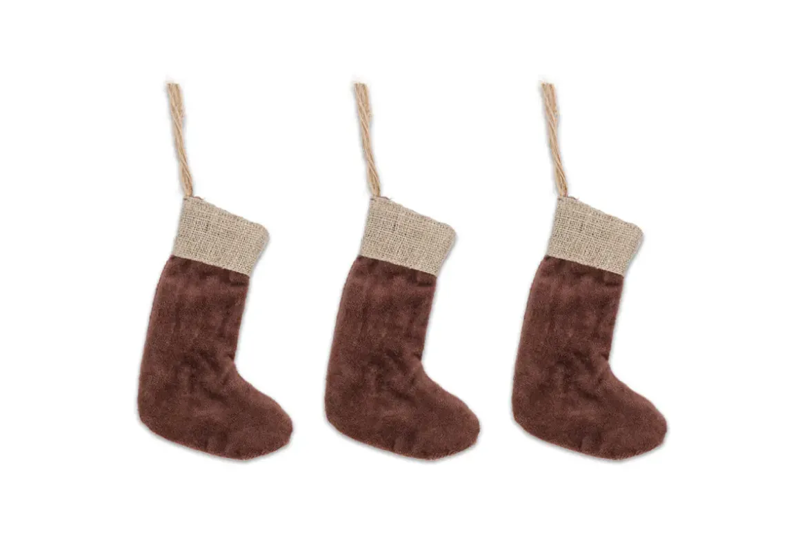 Karru Cotton Velvet Mini Stocking - Rich Mocha - (Set of 3)