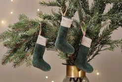 Karru Cotton Velvet Mini Stocking - Forest Green - (Set of 3)