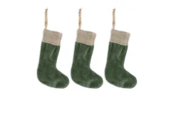 Karru Cotton Velvet Mini Stocking - Forest Green - (Set of 3)
