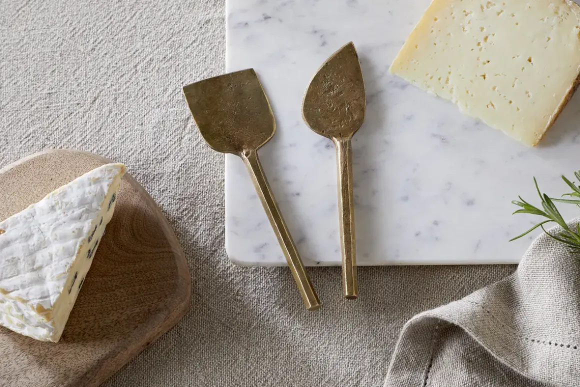 Kasa Cheese Knives - Antique Brass (Set of 2)