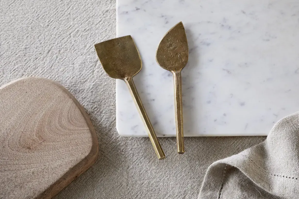 Kasa Cheese Knives - Antique Brass (Set of 2)