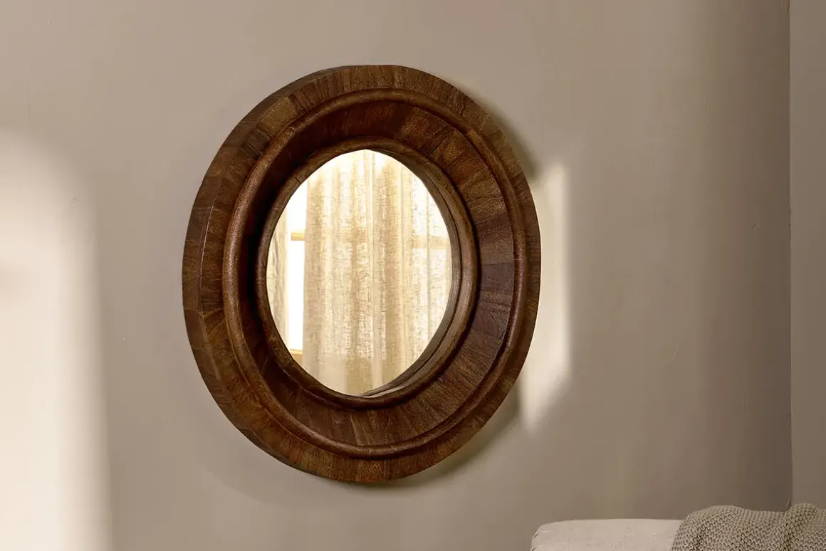 Kayia Acacia Wood Mirror - Walnut