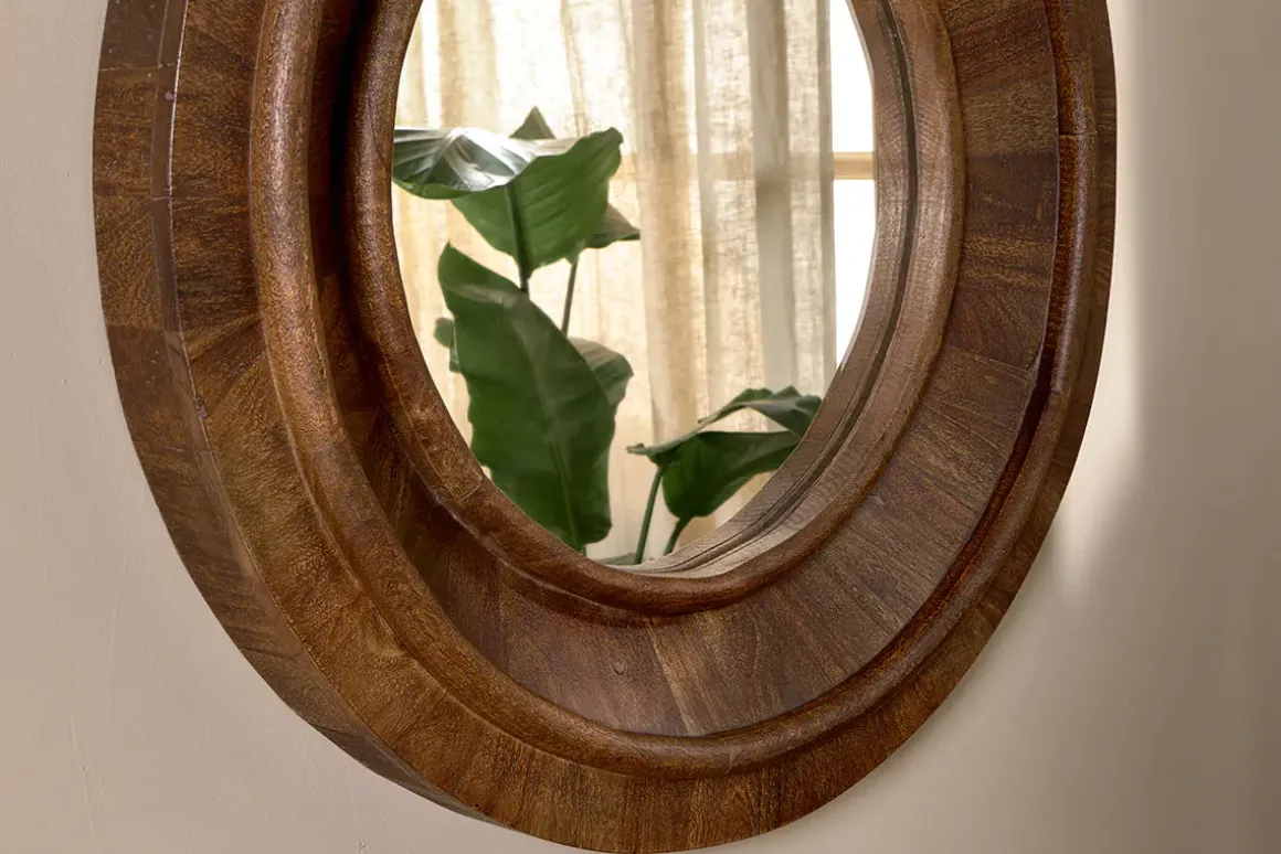 Kayia Acacia Wood Mirror - Walnut