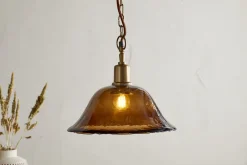 Keju Organic Shape Recycled Glass Pendant - Dark Amber