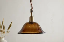 Keju Organic Shape Recycled Glass Pendant - Dark Amber
