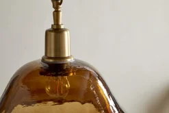 Keju Organic Shape Recycled Glass Pendant - Dark Amber