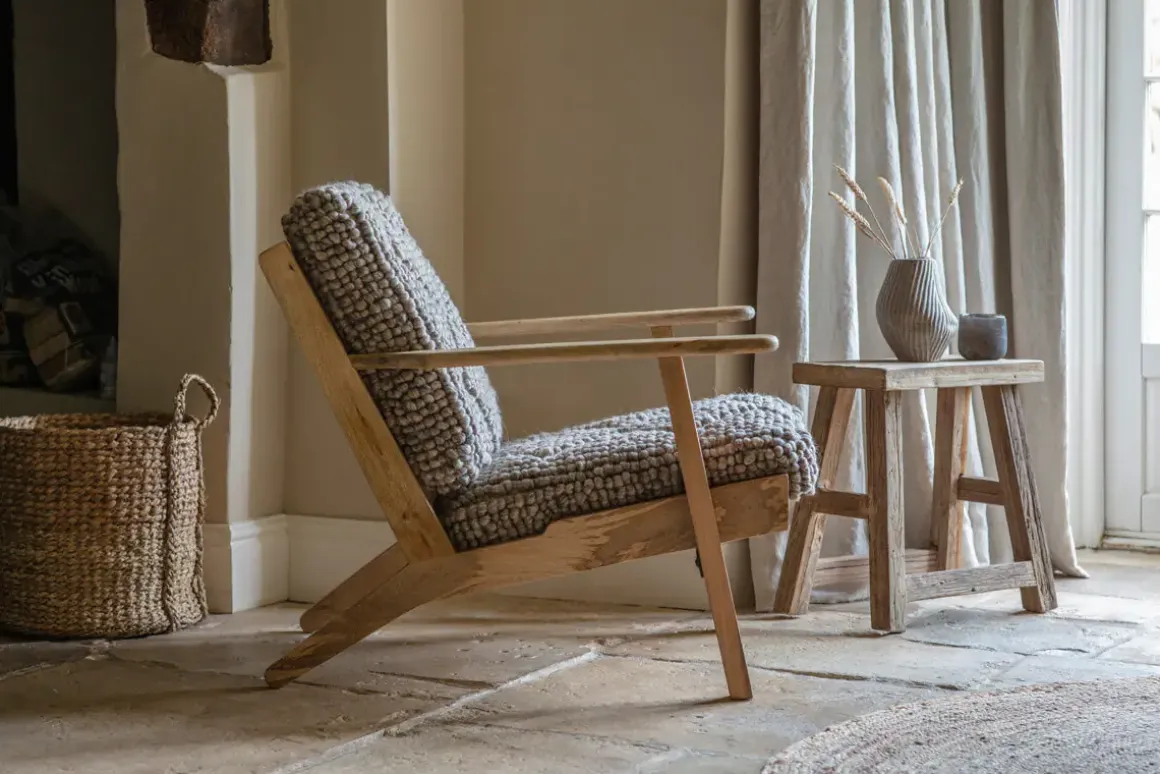 Keya Chunky Weave & Mango Wood Chair - Natural