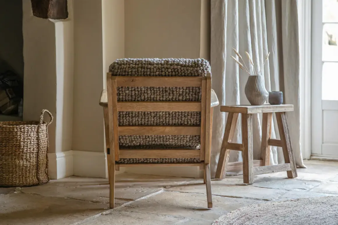 Keya Chunky Weave & Mango Wood Chair - Natural