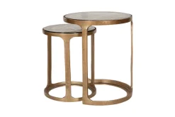 Khidki Cast Metal & Glass Nesting Side Tables - Antique Brass (Set of 2)