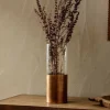 Khila Metal & Glass Vase - Clear & Antique Brass