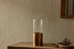 Khila Metal & Glass Vase - Clear & Antique Brass