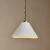 Kiara Organic Shape Ceramic Pendant Light - Off White & Antique Brass