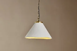 Kiara Organic Shape Ceramic Pendant Light - Off White & Antique Brass