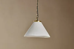 Kiara Organic Shape Ceramic Pendant Light - Off White & Antique Brass