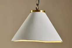 Kiara Organic Shape Ceramic Pendant Light - Off White & Antique Brass