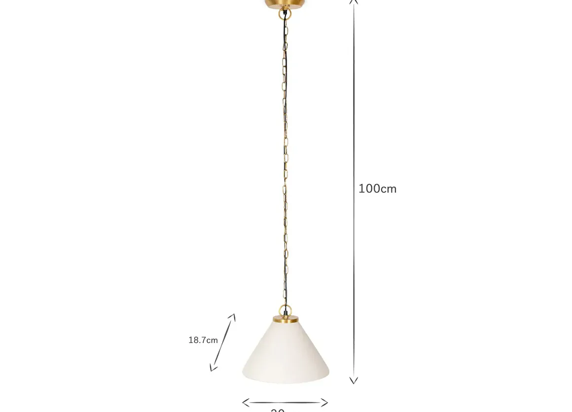 Kiara Organic Shape Ceramic Pendant Light - Off White & Antique Brass