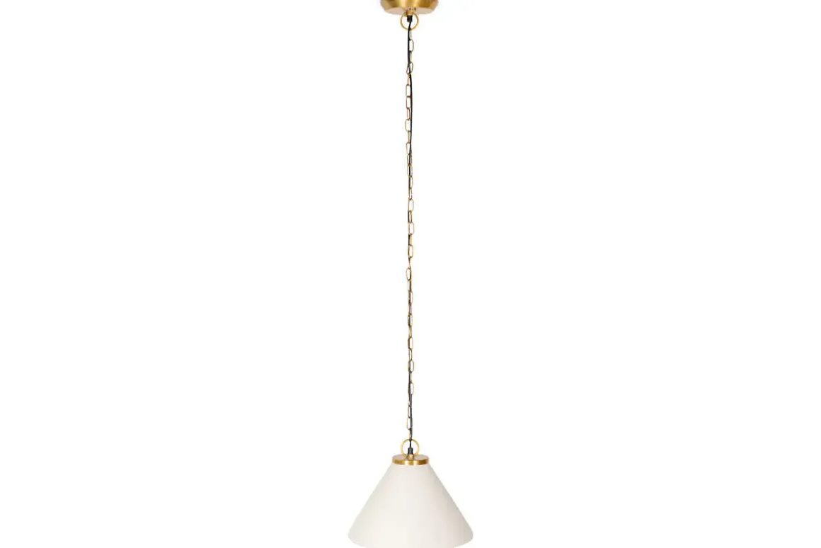 Kiara Organic Shape Ceramic Pendant Light - Off White & Antique Brass