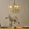 Kirindi Glass Panelled Chandelier - Clear & Antique Brass