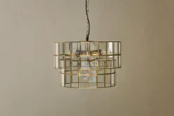 Kirindi Glass Panelled Chandelier - Clear & Antique Brass