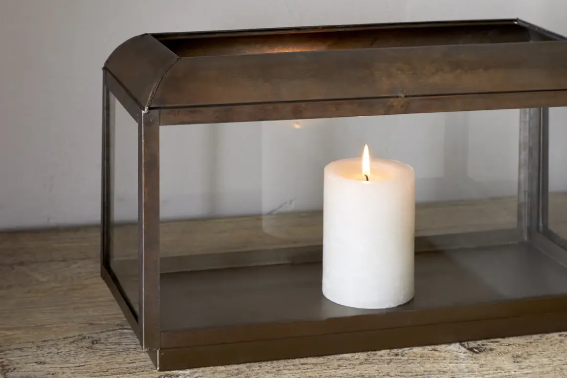 Kiwanda Wide Lantern - Antique Brass