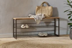 Kiyoma Iron & Wood Low Standing Shelves  - Natural