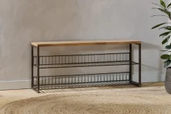 Kiyoma Iron & Wood Low Standing Shelves  - Natural