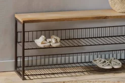 Kiyoma Iron & Wood Low Standing Shelves  - Natural