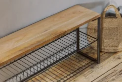 Kiyoma Iron & Wood Low Standing Shelves  - Natural