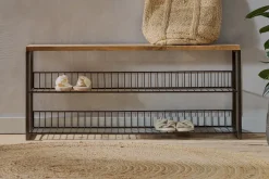 Kiyoma Iron & Wood Low Standing Shelves  - Natural