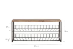 Kiyoma Iron & Wood Low Standing Shelves  - Natural