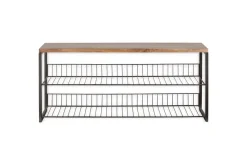 Kiyoma Iron & Wood Low Standing Shelves  - Natural