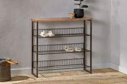 Kiyoma Iron & Wood Tall Standing Shelves - Natural