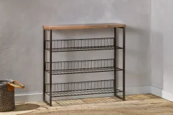 Kiyoma Iron & Wood Tall Standing Shelves - Natural