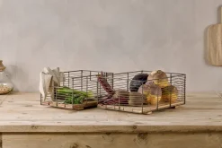 Kochi Iron & Mango Wood Baskets - Brown (Set of 2)