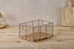 Kochi Iron & Mango Wood Baskets - Brown (Set of 2)