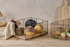 Kochi Iron & Mango Wood Baskets - Brown (Set of 2)