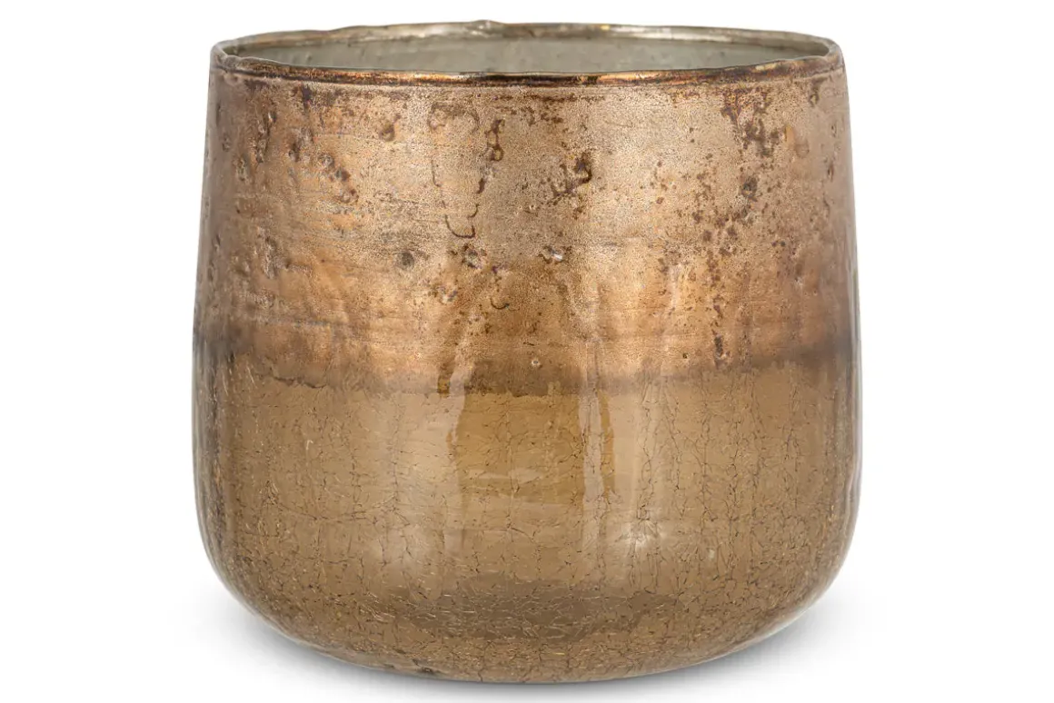 Konara Glass Tealight Holder - Copper Smoke