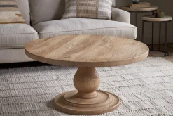 Laya Round Carved Coffee Table - Natural