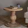 Laya Round Carved Side Table - Natural