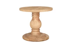 Laya Round Carved Side Table - Natural