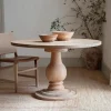 Laya Round Carved Wood Table - Small