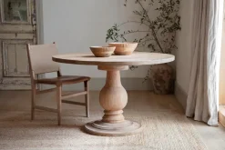 Laya Round Carved Wood Table - Small