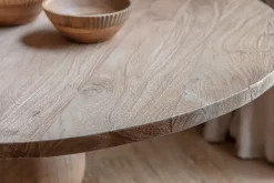 Laya Round Carved Wood Table - Small