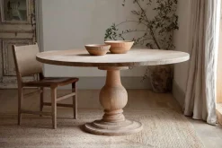 Laya Round Carved Wood Table - Large