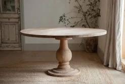 Laya Round Carved Wood Table - Large