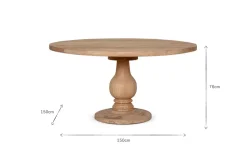 Laya Round Carved Wood Table - Large