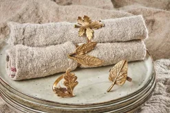 Leaf Brass Napkin Rings (Set of 4)